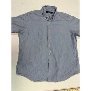 Polo Ralph Lauren Shirt Mens xl blue stripe pink pony Short Sleeve Seersucker